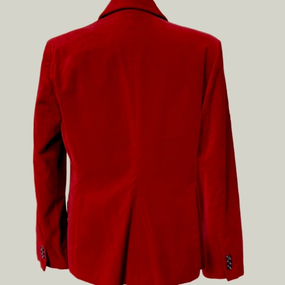 Options burgundy velvet jacket blazer fitted single-breasted 2-button closure 12 - Picture 2 of 14